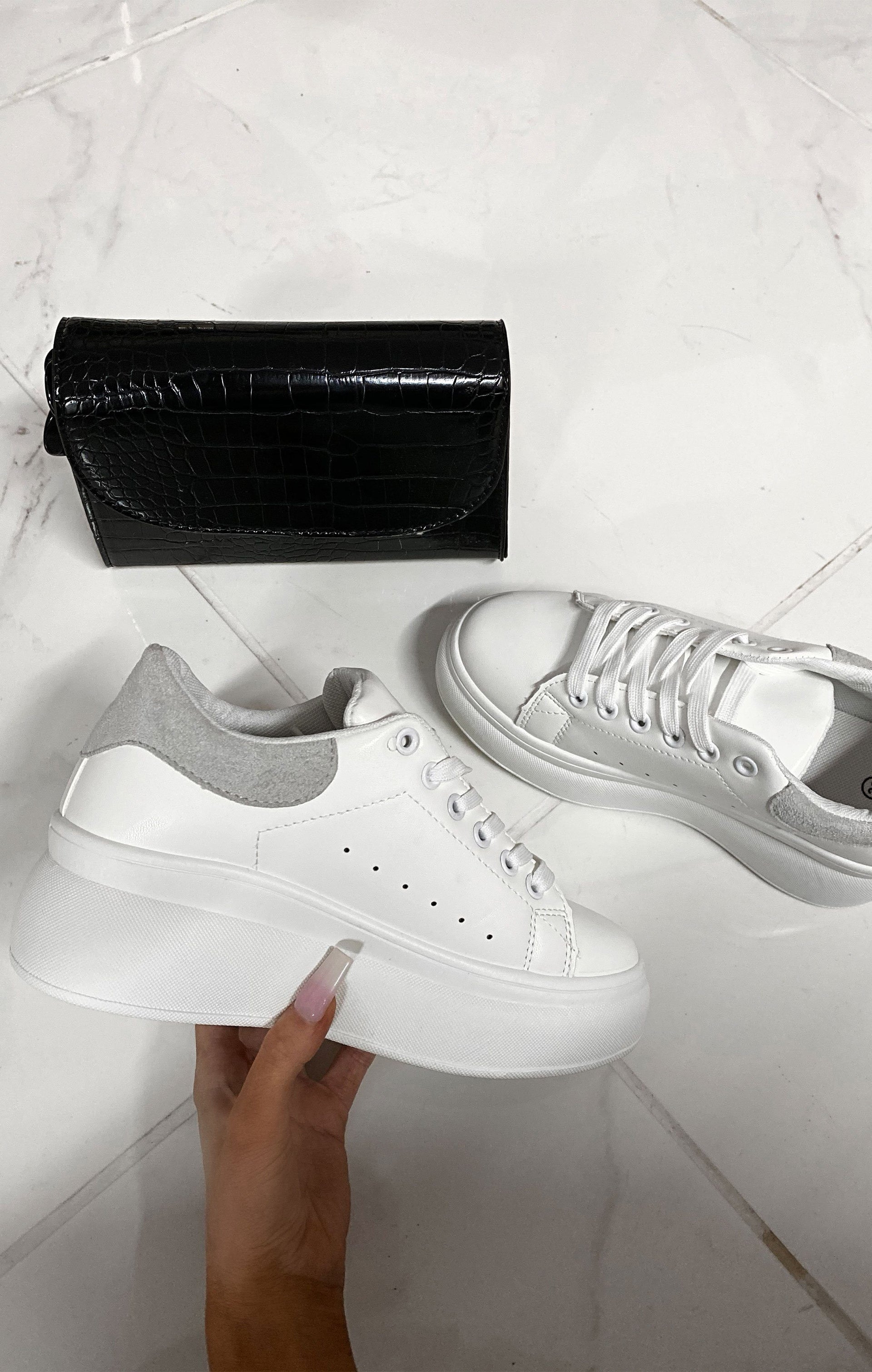 oversized white trainers
