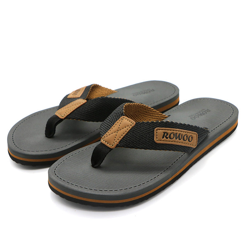 Men's Beach Flip Flops Fabric Straps 