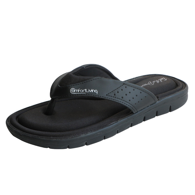 Men's Flip Flops Black Memory Foam Summer Sandals 2020 New - rowoo