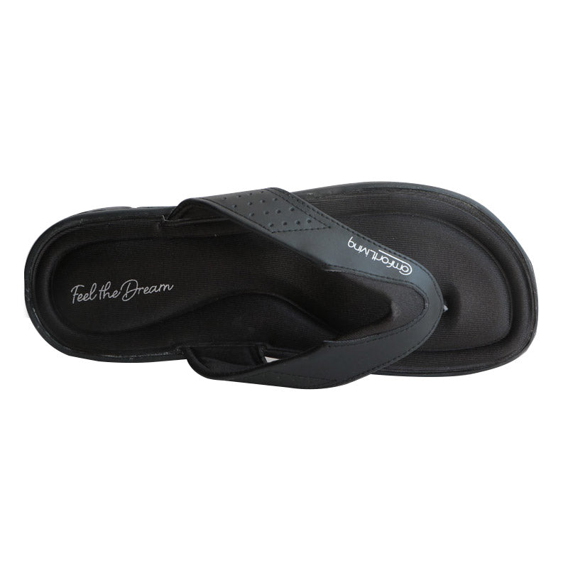 Men's Flip Flops Black Memory Foam 