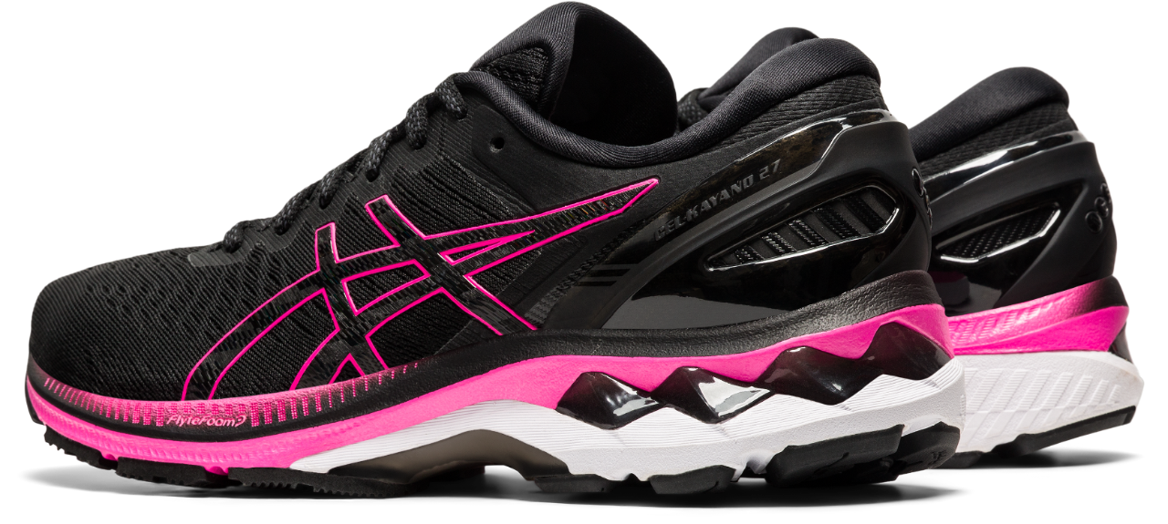 black and pink asics running shoes