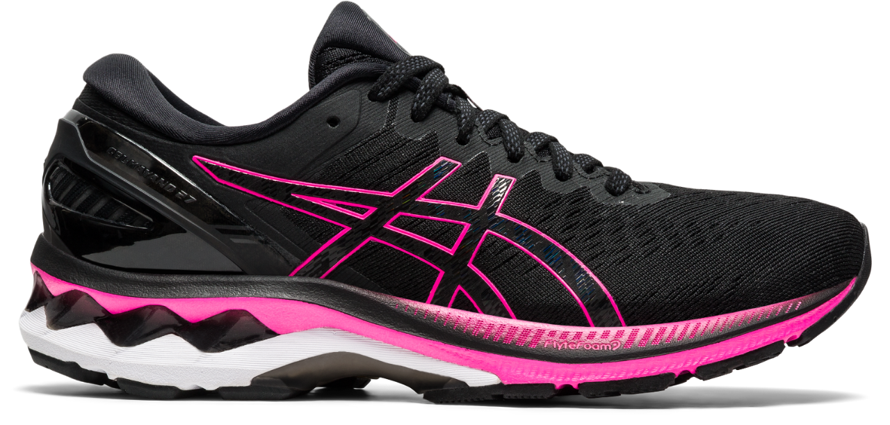 asics black pink running shoes