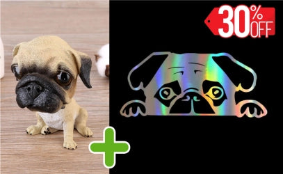 Image of a sitting pug bobblehead bundle