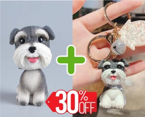 Image of a schnauzer keychain and bobblehead bundle