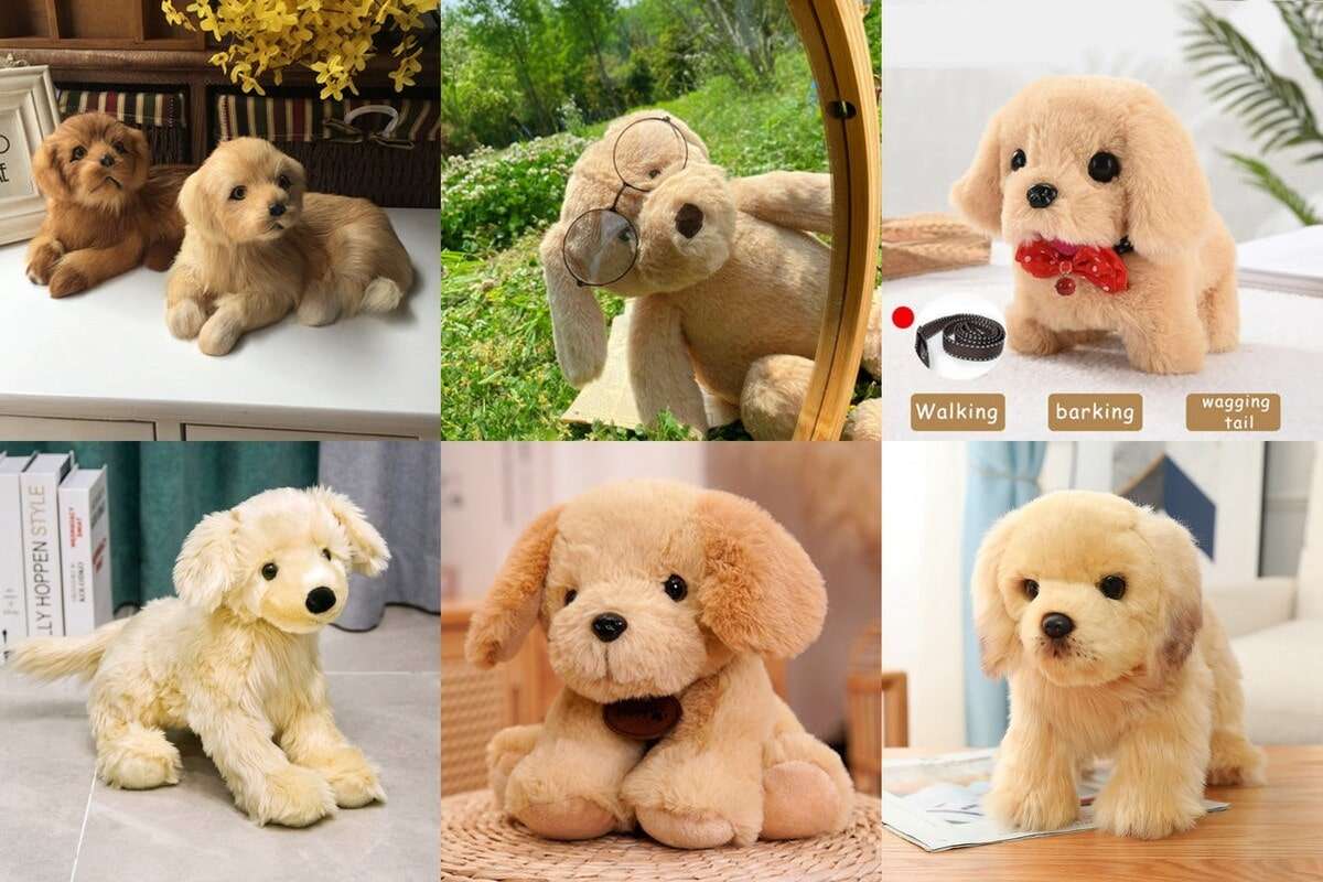 Image collage of Golden Retriever Stuffed Animal Plush Toys