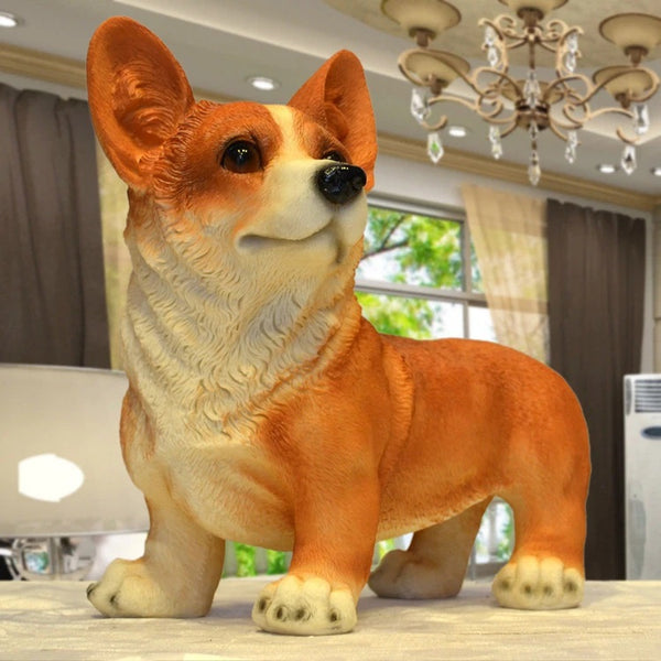 Image of a Corgi Statue in red color made of resin
