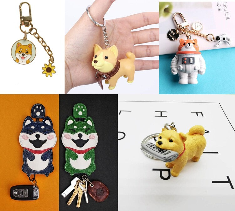 Acctopia Handmade Leather Keychain Shiba Inu Puppy Dog Bag Charm Car Mirror Charm Accessary Gift Family Anniversary Friendship Holiday Gift Ideas