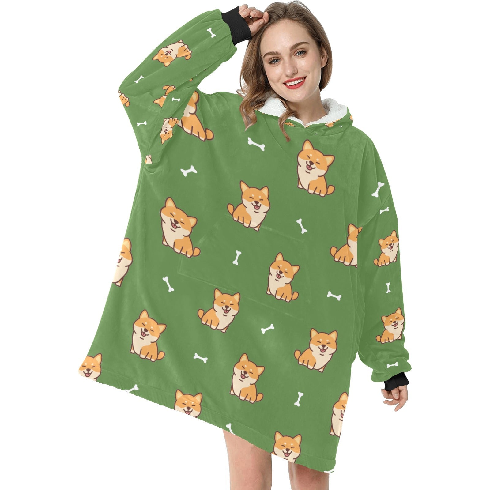 Shiba Inu Japanese Comfy Blanket Hoodie  High Quality Wearable Hoodie –  OTAKUSTORE