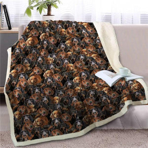 Image of dachshund blanket with dachshunds on them
