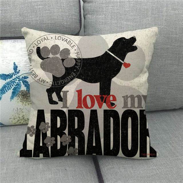 Chocolate lab with heart decorative pillow