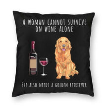 Load image into Gallery viewer, Wine and Golden Retriever Mom Love Cushion Cover