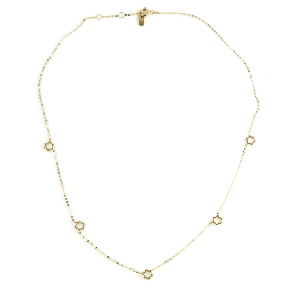 9ct Gold Dainty Open Star Charm Choker 