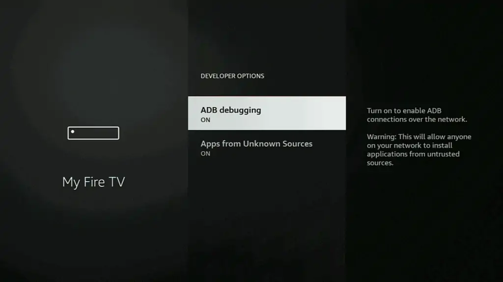 Turn on ADB Debugging and Apps from Unknown Sources on Firetv or Firestick