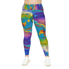 fluid palette rave festival gym leggings, high waist, colorful, sizes xs to 3XL - cosplay moon