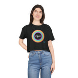 Hashtag Spin Short Sleeve Cropped T-Shirt - Black Flowy Crop Top Crew neck