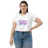 Flow Artist Short Sleeved Cropped T-Shirt -  white flowy crop top, crew neck, short sleeves
