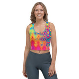 Radiant Hue Rave Crop Top - scoop neck, sleeveless, wavy psychedelic pattern