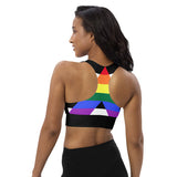 pride ally longline sports bra, compression, soft, black - cosplay moon
