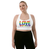 white pride women's love rainbow lgbtq sports bra, longline, sweetheart neckline - cosplay moon