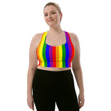 pride rainbow stripes, longlines sports bra, comfort, compression, xs to 2XL - cosplay moon