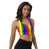 Pride Stripes Longline Sports Bra - matching pride athletic wear - cosplay moon