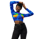 rave festival athletic long sleeve crew neck crop top for women - cosplay moon