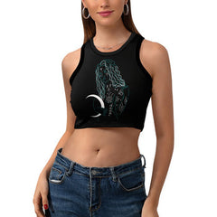 crop top, women's, sleeveless, rave, festival - cosplay moon