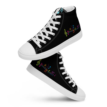 music notes men's canvas high top shoes - cosplay moon