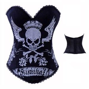 black corset with sull and crown