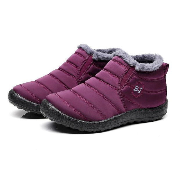 waterproof soft sole slip on warm casual snow ankle boots