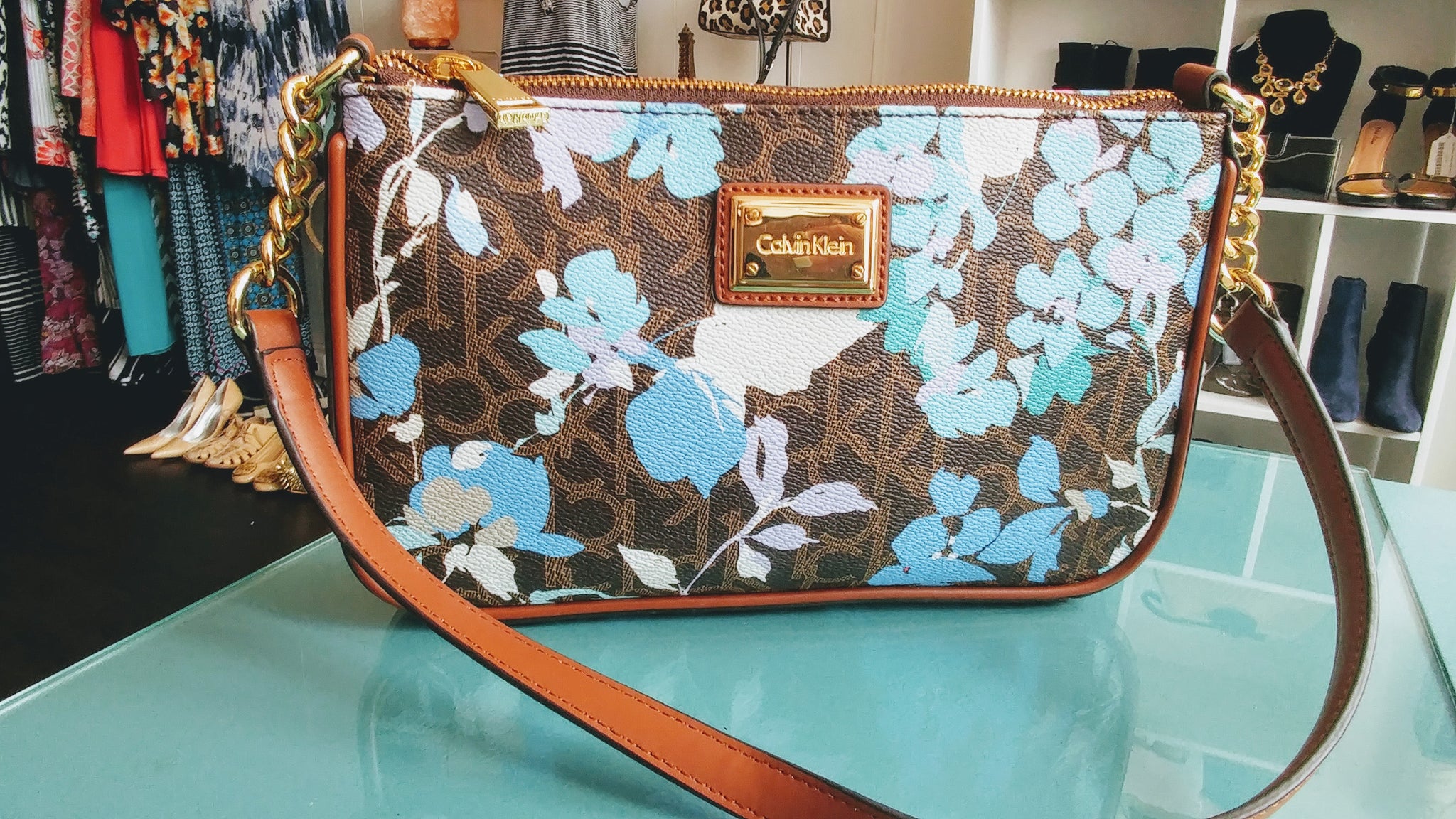 floral calvin klein purse