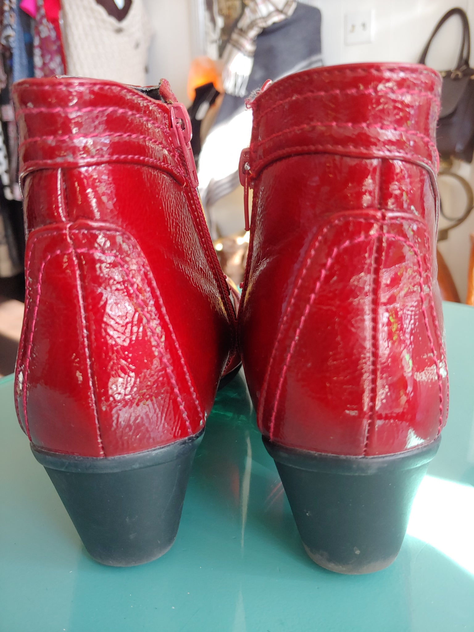 Red Patent Heavenly Feet Ankle Boots 