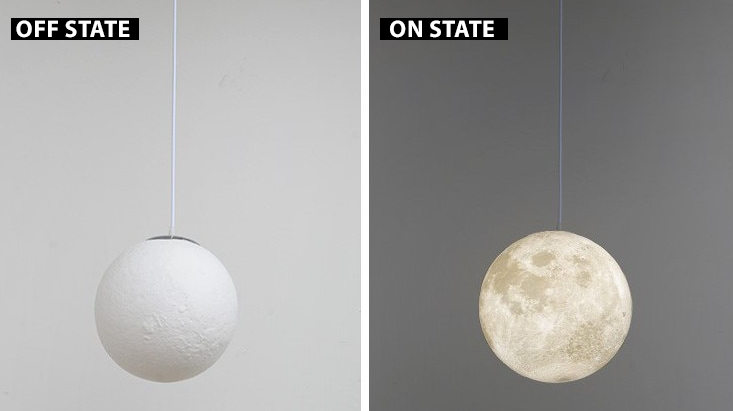 MHCT Light up Moon 3D Printed Moon Pendant Lamp 3 Colors Chandeliers with  12W E26 LED Light Bulbs Moon Light for Home,Office, Bars and Cafe(10inch) 