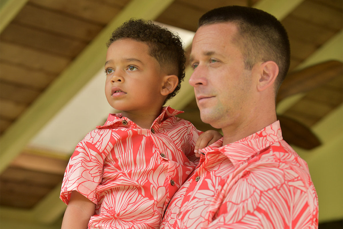 MENS and Boys PROTEA WATERMELON SS Kalani Aloha Shirt