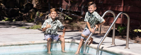 Hoshio & Rio in Boy's Tribal Aloha Shirt