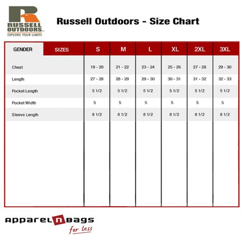 Russell Athletic Sweatshirt Size Chart