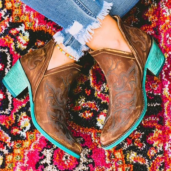 embroidered booties