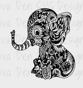 Baby Elephant Mandala Diva Den Designs