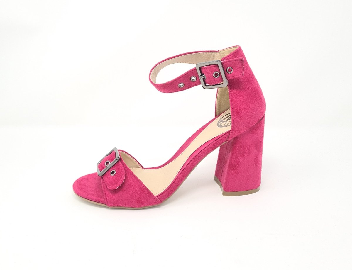 Millie & Co Natasha Pink Suede Block Heel Sandals – Franklins