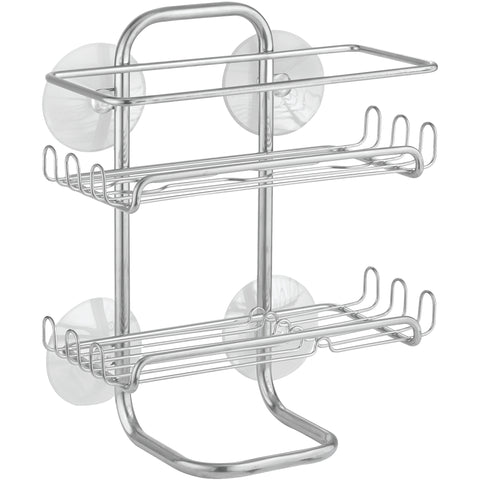 Shower Caddy Hanging Shelf with Hooks Suction Cups Stainless Steel