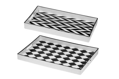Black and White Geometric Trays