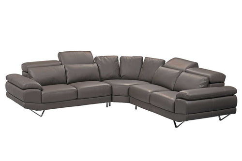 Dennis Dark Grey Leather Corner Sofa