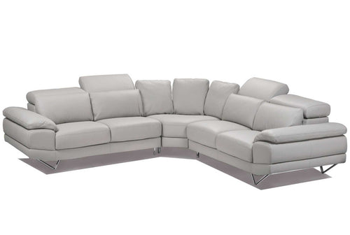 DENNIS Corner Couch Light Grey Leather