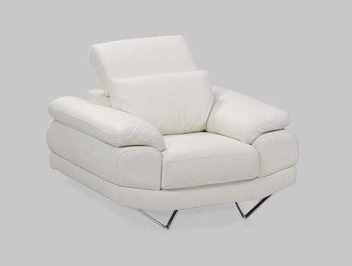 Dennis Sofa Armchair in White Leather.