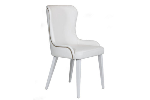 Flower Dining Chair in White Leather