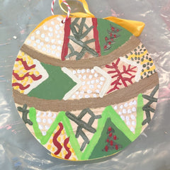 A Xmas wooden disk painted