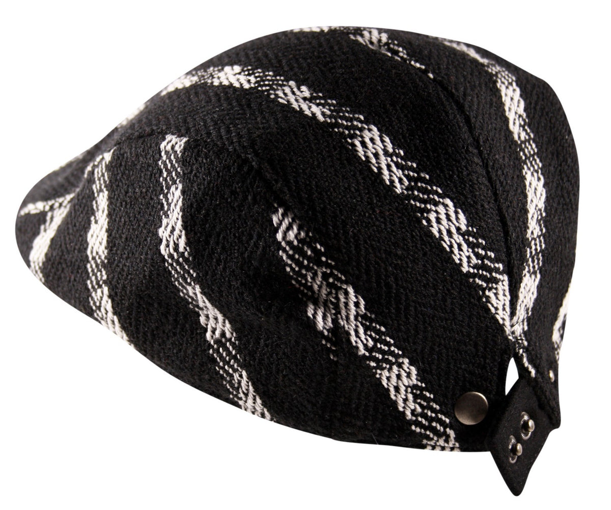 Patch Lines Flat Cap in Black White | Taylor Hats