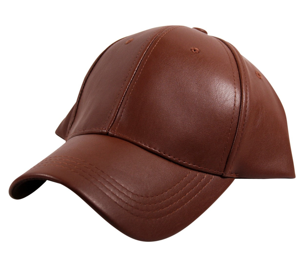 Faux Leather Precurved Baseball Cap in Brown – Taylor Hats