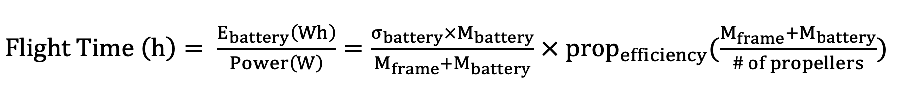 Flight time equation / formula for drones