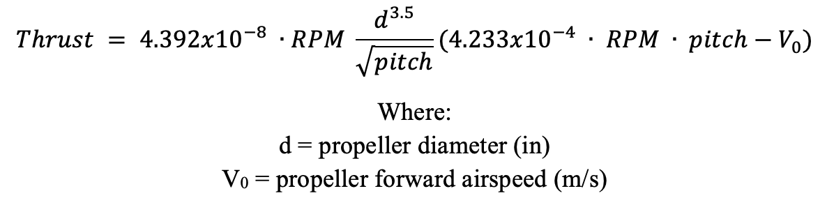 dynamic propeller thrust equation